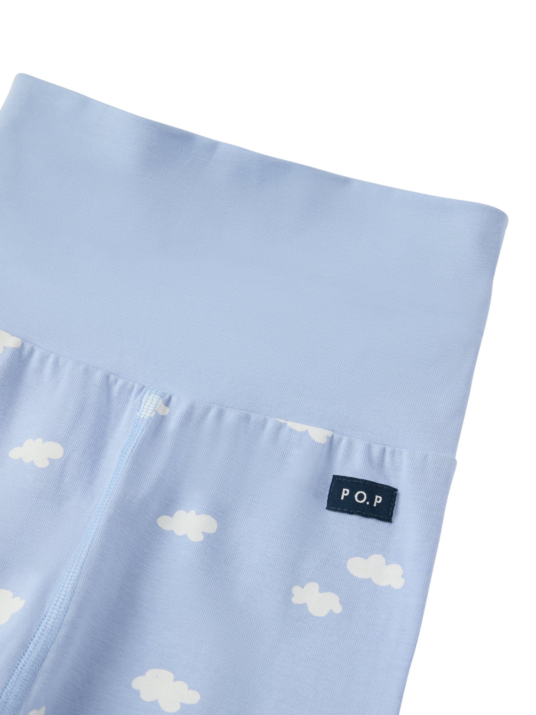 Product image 2 of 3, which shows Polarn O. Pyret Baby Cloud Print Joggers, Blue, 9-12 months