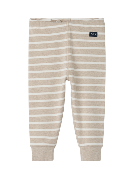 Polarn O. Pyret Baby Organic Cotton Striped Trousers, Natural, Natural