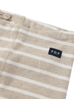 Polarn O. Pyret Baby Organic Cotton Striped Trousers, Natural - view 2, Natural
