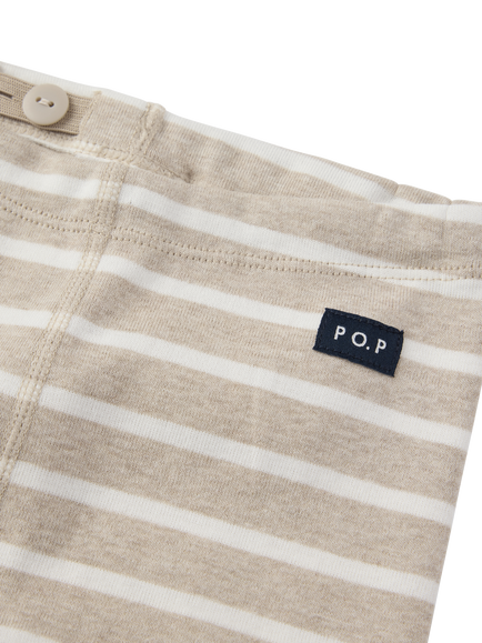 Polarn O. Pyret Baby Organic Cotton Striped Trousers, Natural - view 2, Natural