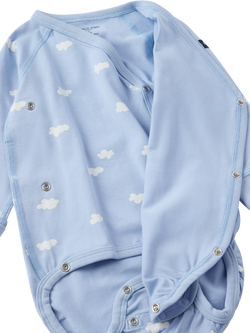Polarn O. Pyret Baby's Cotton Blend Cloud Print Wrapover Bodysuit, Blue - view 2, Blue