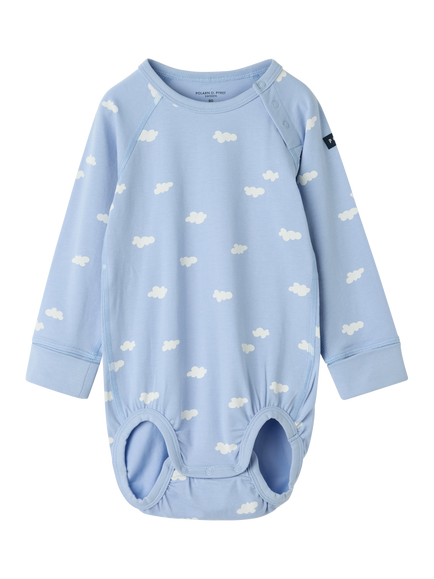 Polarn O. Pyret Baby's Cotton Blend Cloud Print Bodysuit, Blue, Blue