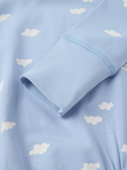 Polarn O. Pyret Baby's Cotton Blend Cloud Print Bodysuit, Blue - view 2, Blue
