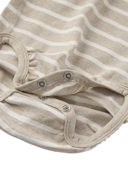 Polarn O. Pyret Baby Organic Cotton Stripe Babygrow Bodysuit, Natural - view 2, Natural