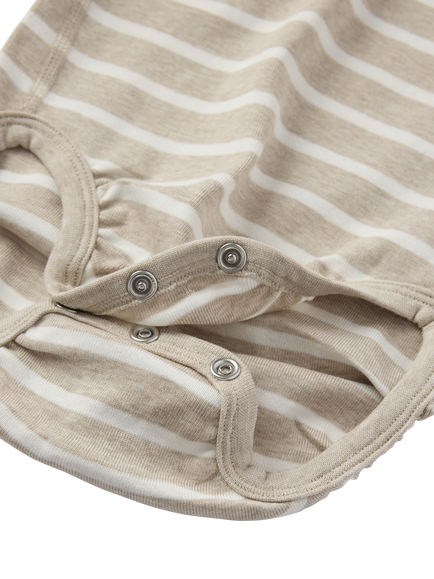 Polarn O. Pyret Baby Organic Cotton Stripe Babygrow Bodysuit, Natural - view 2, Natural