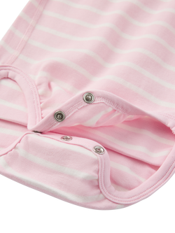 Polarn O. Pyret Baby Organic Cotton Stripe Babygrow Bodysuit, Pink - view 2, Pink