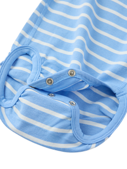Polarn O. Pyret Baby Organic Cotton Striped Babygrow Bodysuit, Blue - view 2, Blue