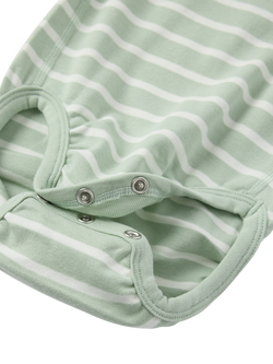 Polarn O. Pyret Baby Organic Cotton Stripe Babygrow Bodysuit, Green - view 2, Green