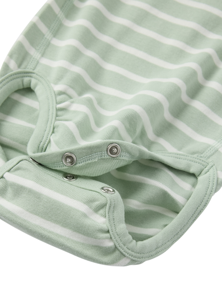 Polarn O. Pyret Baby Organic Cotton Stripe Babygrow Bodysuit, Green - view 2, Green