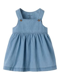 Polarn O. Pyret Baby Organic Cotton Pinafore Dress, Blue, Blue