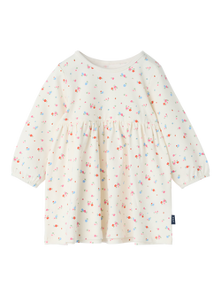 Polarn O. Pyret Baby Organic Cotton Floral Dress, Natural, Natural