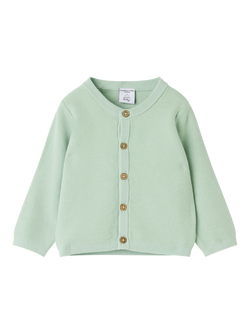 Polarn O. Pyret Baby Fine Knit Cardigan, Green, Green