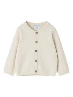 Polarn O. Pyret Baby Fine Knit Cardigan, White, White