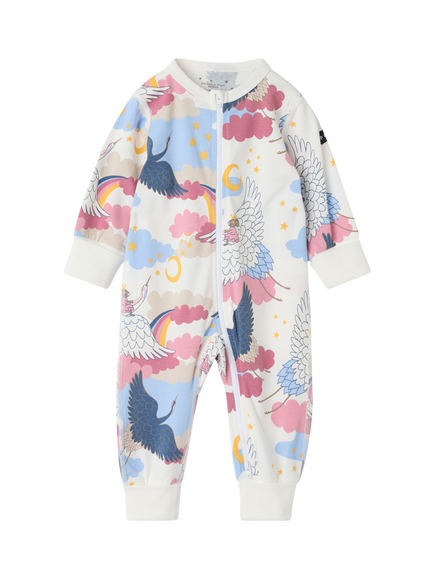 Polarn O. Pyret Baby Long Sleeve Sleepsuit, White, White