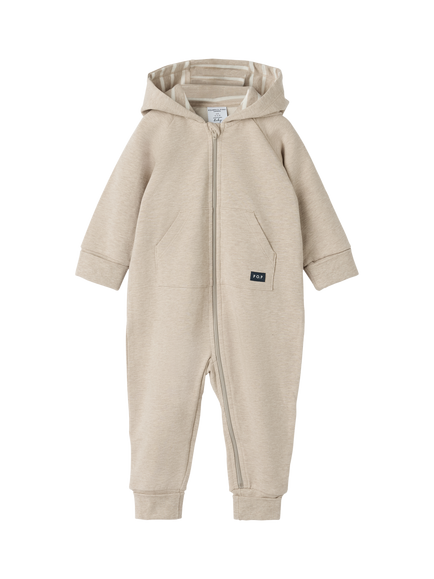 Polarn O. Pyret Baby Organic Cotton Zipped Hooded Bodysuit, Natural, Natural