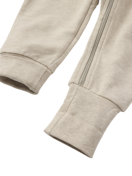 Polarn O. Pyret Baby Organic Cotton Zipped Hooded Bodysuit, Natural - view 2, Natural