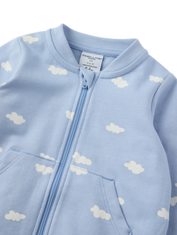 Polarn O. Pyret Baby's Cotton Blend Cloud Print Romper, Blue - view 2, Blue