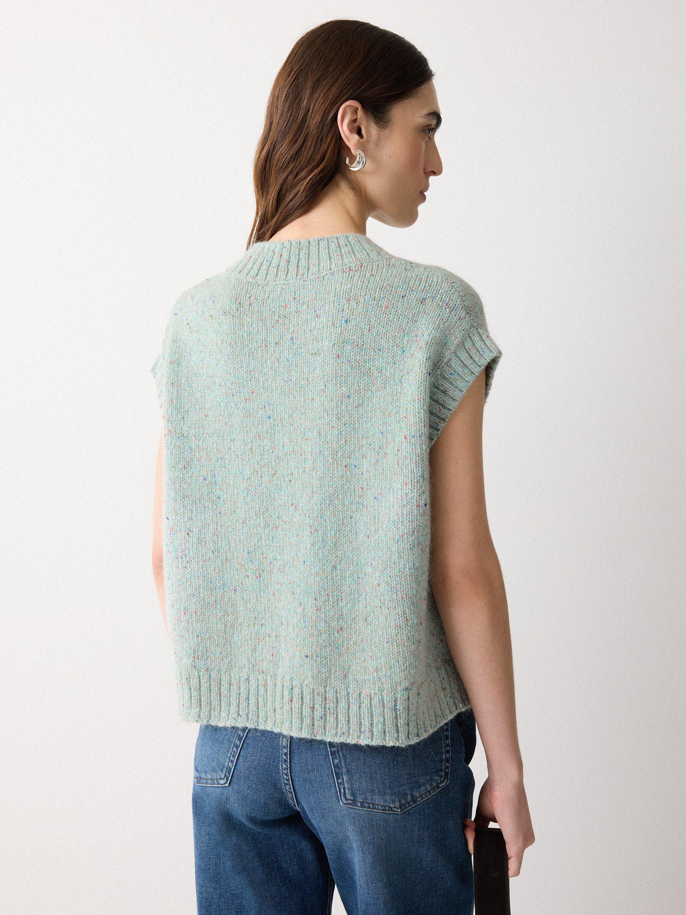 Product image 2 of 6, which shows Jigsaw Speckle Chunky Knit Tank Top, Green, XS