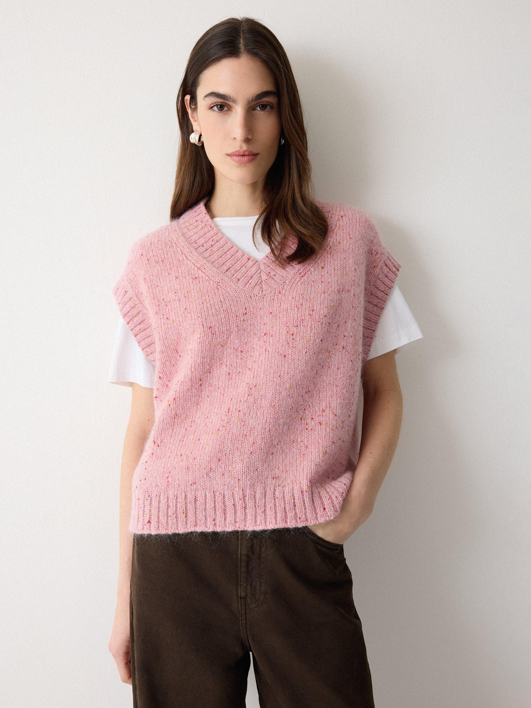 Product image 1 of 7, which shows Jigsaw Speckle Chunky Knit Tank Top, Pink, XS