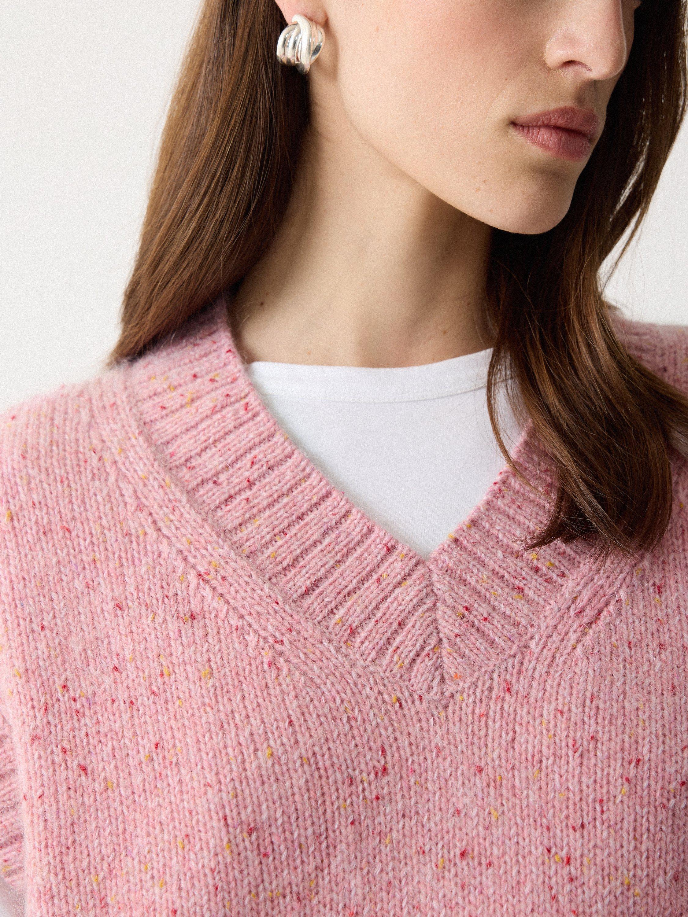 Product image 3 of 7, which shows Jigsaw Speckle Chunky Knit Tank Top, Pink, XS