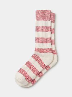 Aubin Dale Twist Stripe Cotton Blend Socks, Red/Multi