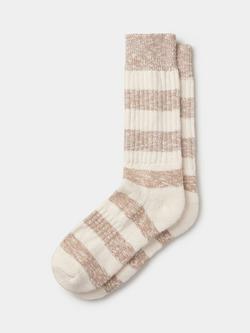 Aubin Dale Twist Stripe Cotton Blend Socks, Sand/Multi
