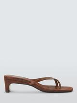 John Lewis x REJINA PYO Barely There Leather Mule Sandals, Brown Chocolate