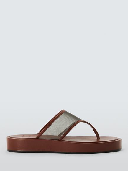 John Lewis x REJINA PYO Sand Dune Mesh Flatform Sandals, Brown Chocolate, Brown Chocolate