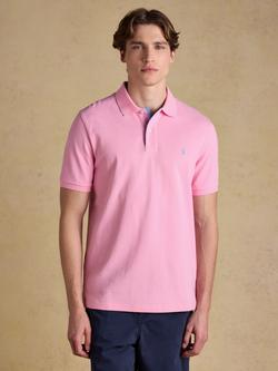 Joules Woody Cotton Regular Fit Short Sleeve Polo Shirt, Blue, Light Pink