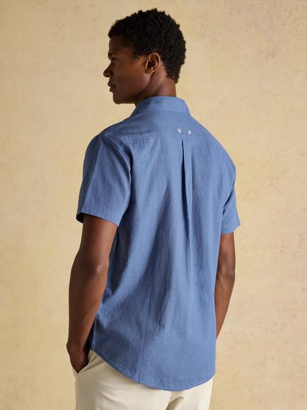 Joules Linen Blend Regular Fit Shirt - view 2, Blue