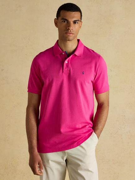 Joules Woody Cotton Regular Fit Short Sleeve Polo Shirt, Magenta, Magenta
