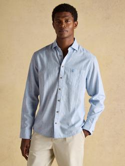 Joules Linen Blend Regular Fit Stripe Shirt, Blue, Blue