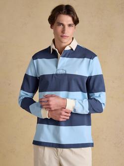 Joules Onside Cotton Stripe Rugby Shirt, Blue, Blue