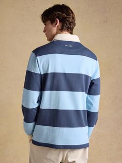 Joules Onside Cotton Stripe Rugby Shirt, Blue - view 2, Blue