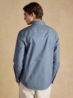 Joules Cotton Regular Fit Oxford Chambray Shirt, Mid Blue Denim - view 2, Mid Blue Denim
