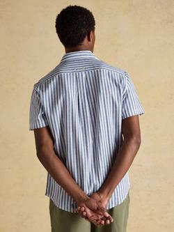 Joules Linen Blend Regular Fit Short Sleeve Shirt - view 2, Blue/White