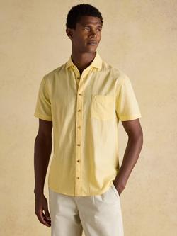 Joules Linen Blend Regular Fit Short Sleeve Shirt, Yellow