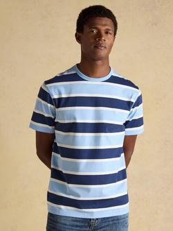 Joules Cotton Regular Fit Short Sleeve Stripe Rugby Club T-Shirt, Blue, Blue