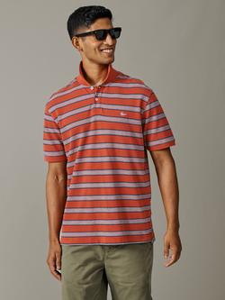 Aubin Blair Stripe Polo Shirt, Coral, Coral