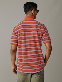 Aubin Blair Stripe Polo Shirt, Coral - view 2, Coral