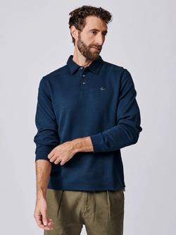 Aubin Chelwood Regular Fit Long Sleeve Polo Shirt, Navy, Navy