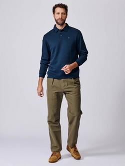 Aubin Chelwood Regular Fit Long Sleeve Polo Shirt, Navy - view 2, Navy