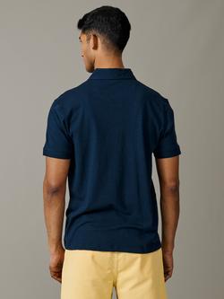 Aubin Churchfiel Open Collar Cotton Blend Short Sleeve Polo Shirt - view 2, Navy