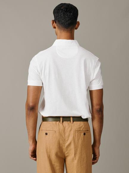 Aubin Churchfiel Open Collar Cotton Blend Short Sleeve Polo Shirt - view 2, Vintage White