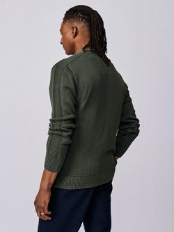 Aubin Lister Cotton Stitch Detail Cardigan, Khaki - view 2, Khaki