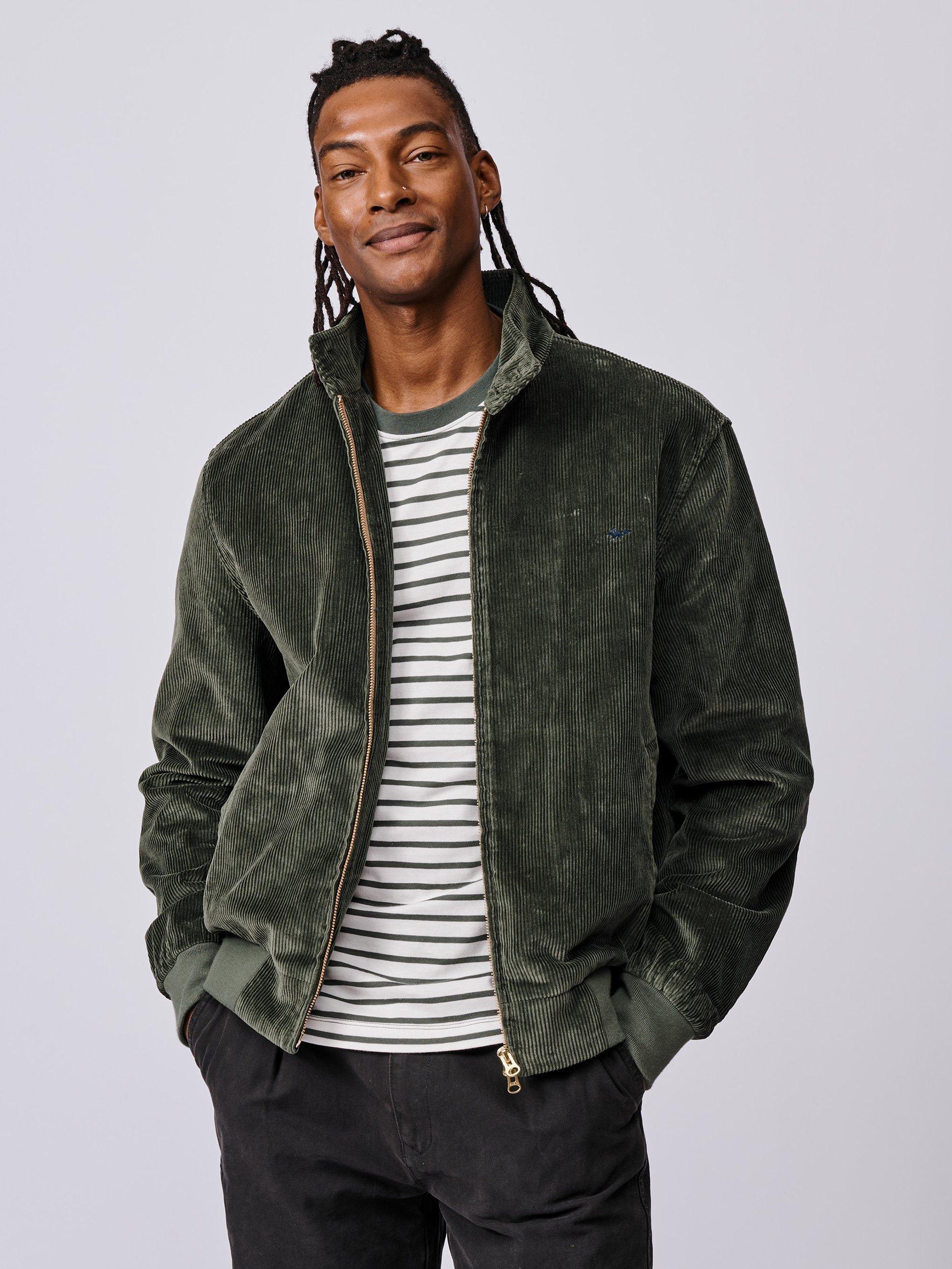 Product image 1 of 7, which shows Aubin Bolsover Corduroy Harrington Jacket, Khaki, S