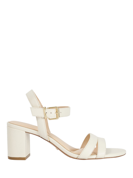 Dune London Merisa Leather Two Part Block Heel Sandals, Cream - view 2, Cream