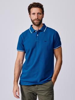 Aubin Eden Short Sleeve Cotton Polo Shirt, Bright Blue, Bright Blue