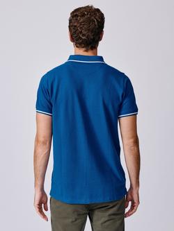 Aubin Eden Short Sleeve Cotton Polo Shirt, Bright Blue - view 2, Bright Blue