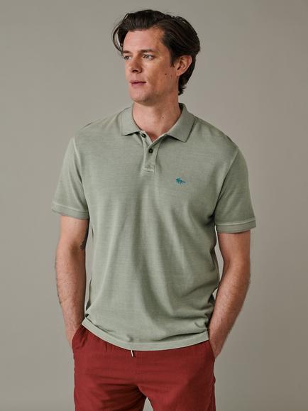 Aubin Lusby Pique Cotton Short Sleeve Polo Shirt, Khaki